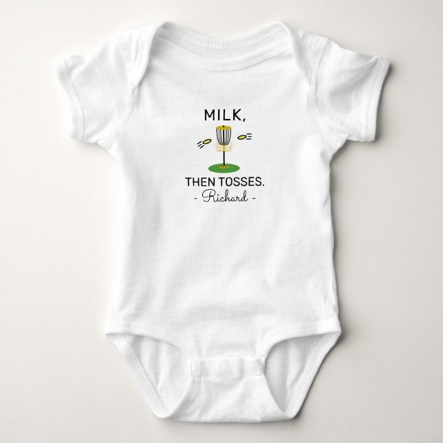 Disc Golfer Baby Milch Dann Wirft - Disc Golfing Strampler (Vorderseite)