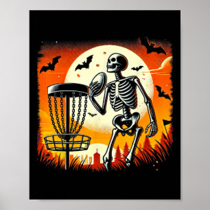 Disc Golfing Skelett Halloween Disc Golf für Squa Poster
