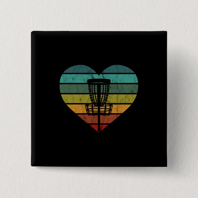 DiscGolf - Retro Vintager Zielkorb Button (Vorderseite)