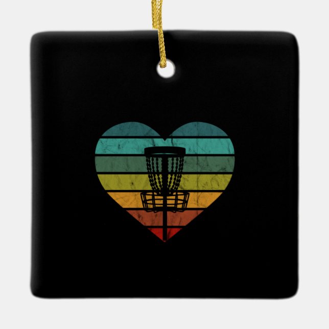 DiscGolf - Retro Vintager Zielkorb Keramikornament (Vorderseite)