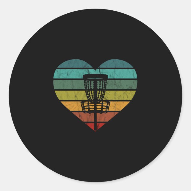 DiscGolf - Retro Vintager Zielkorb Runder Aufkleber (Vorderseite)
