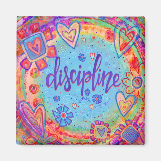 Discipline Colorful Inspirational Trendy Hearts Magnet (Vorne)