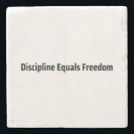 Discipline Equals Freedom Minimalist Typewriter  Steinuntersetzer<br><div class="desc">Protect your base. Sandstone coaster with high-contrast typewriter typography to keep your workspace clean and your mind on the mission.</div>