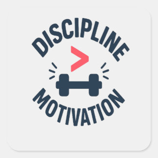 DIscipline Greater than Motivation- Gym Fitness  Quadratischer Aufkleber