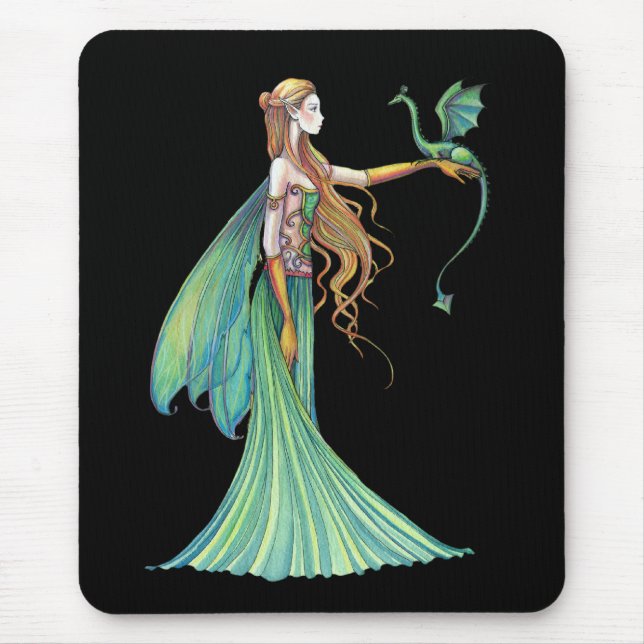 Discipline Green Fairy Dragon von Molly Harrison Mousepad (Vorne)