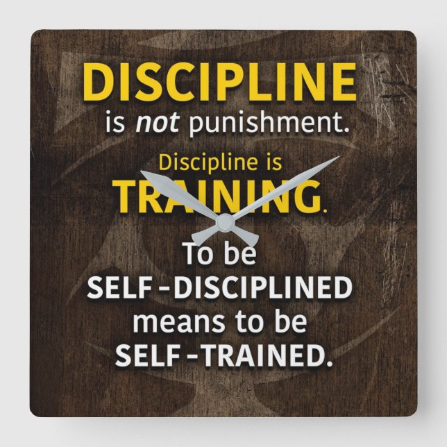 Discipline is Training - Workout Gym Inspiration Quadratische Wanduhr (Vorderseite)