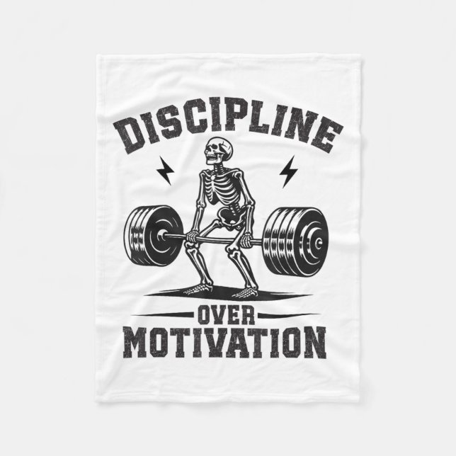 Discipline Over Motivation Gym Motivational Traini Fleecedecke (Vorderseite)