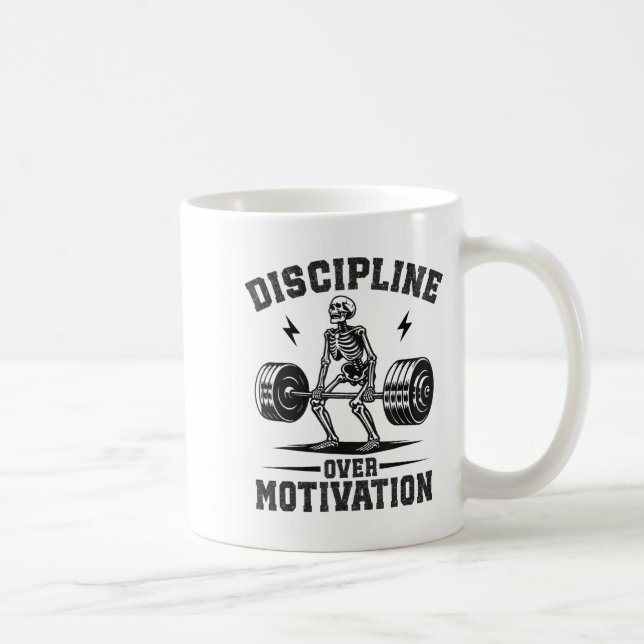 Discipline Over Motivation Gym Motivational Traini Kaffeetasse (Rechts)