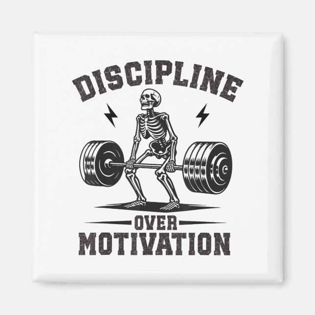 Discipline Over Motivation Gym Motivational Traini Magnet (Vorne)