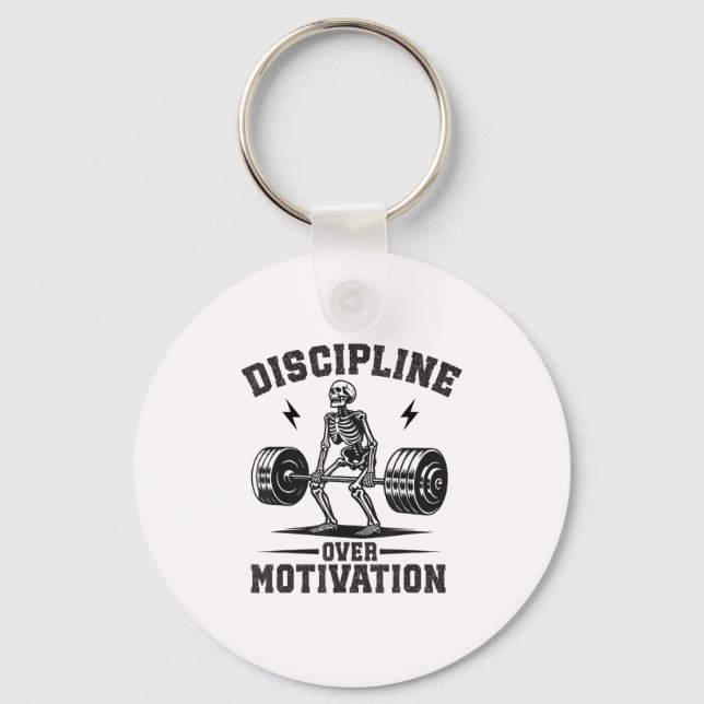 Discipline Over Motivation Gym Motivational Traini Schlüsselanhänger (Vorderseite)