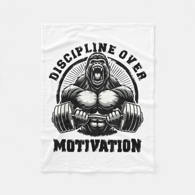 Discipline Over Motivation Weightlift Gym Quotes G Fleecedecke (Vorderseite)