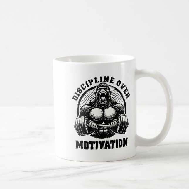 Discipline Over Motivation Weightlift Gym Quotes G Kaffeetasse (Rechts)