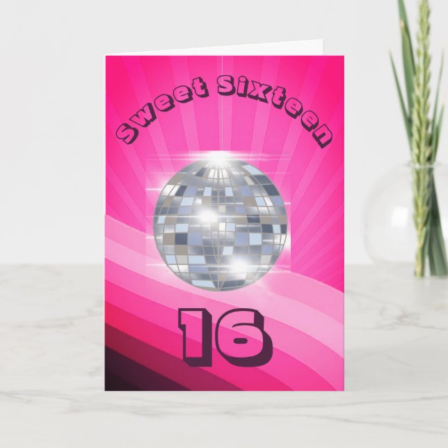 Disco 16 . Geburtstag Pink zum Geburtstag Einladun Karte (Vorderseite)