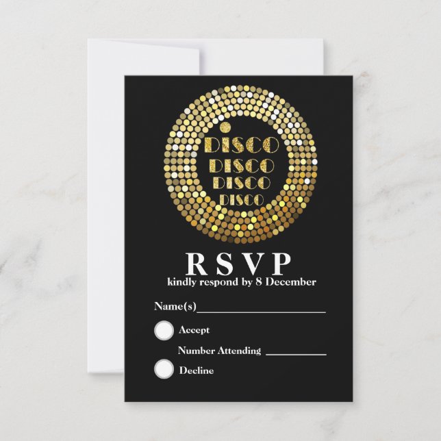 Disco 3.5" x 5" Response-Karte RSVP Karte (Vorderseite)