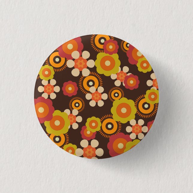 Disco 70er 60er Retro Blume Pop Kultur Button (Vorderseite)