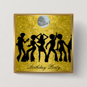 Disco 70er Geburtstagsfeier Retro-Knopf Button