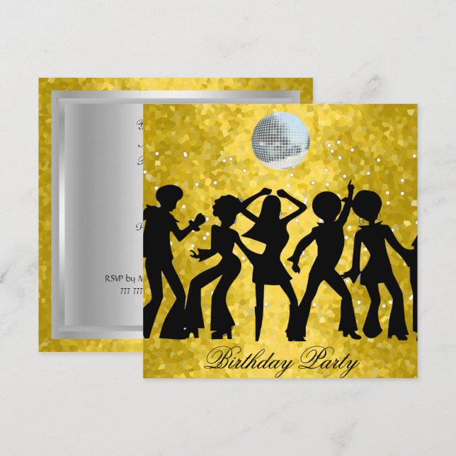 Disco 70's Geburtstagsparty Einladung (Vorne/Hinten)