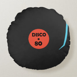 Disco 80 Dance Round Pillow - Black Rundes Kissen