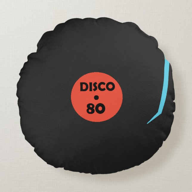 Disco 80 Dance Round Pillow - Black Rundes Kissen (Vorderseite)