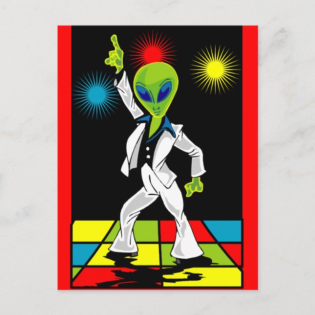 Disco-Alien Postkarte (Vorderseite)