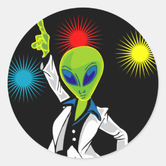Disco-Alien Runder Aufkleber