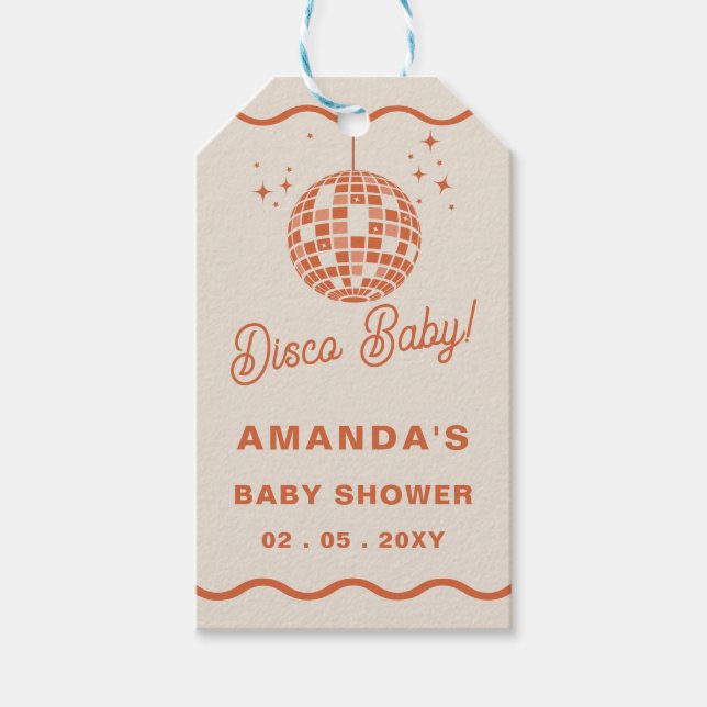 Disco Baby Retro Groovy Disco Kinderdusche Geschenkanhänger (Vorderseite)