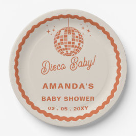 Disco Baby Retro Groovy Disco Kinderdusche Pappteller