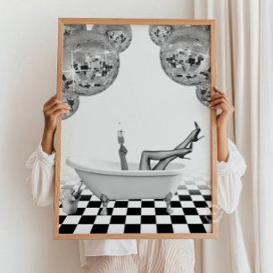 Disco-Badewanne Badezimmer Wandkunst Druck Poster