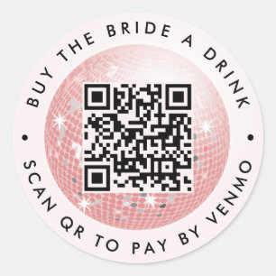 Disco Ball 70er kaufen Brie A Drink QR Code Rosa Runder Aufkleber