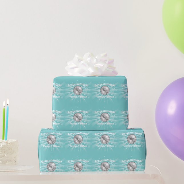 Disco Ball Baby Dusche Groovy Blue Boy Geschenkpapier (Partygeschenke)