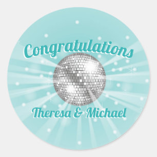 Disco Ball Baby Dusche Groovy Blue Boy Runder Aufkleber