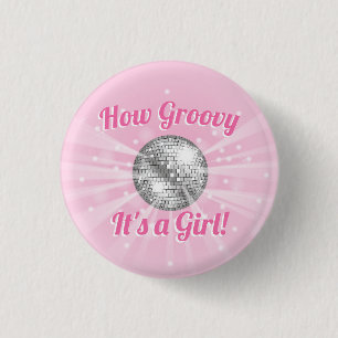 Disco Ball Baby Dusche Groovy Es ist ein Mädchen Button