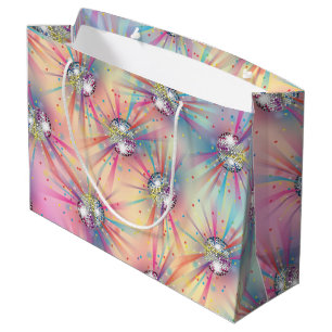 Disco Ball Baby Dusche Groovy Pastel Rainbow Große Geschenktüte