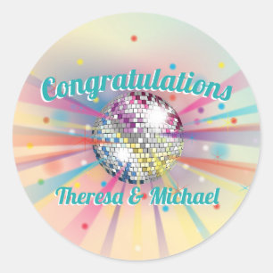 Disco Ball Baby Dusche Groovy Pastel Rainbow Runder Aufkleber