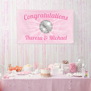 Disco Ball Baby Dusche Groovy Pink Girl Banner