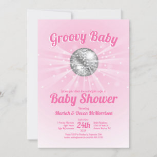 Disco Ball Baby Dusche Groovy Pink Girl Einladung