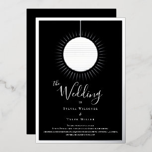 Disco Ball Black Silver Wedding Folieneinladung
