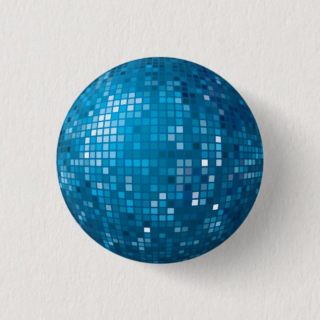 Disco-Ball-Blau-Knopf Button (Vorderseite)