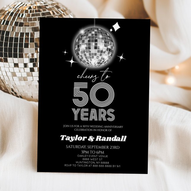 Disco Ball Cheers To 50 Years Wedding Anniversary Einladung (Von Creator hochgeladen)