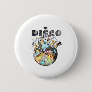 Disco Ball Disco Diva Queen - 70er Retro Vintag Da Button