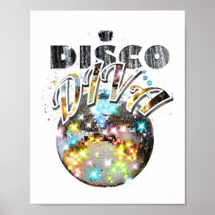 Disco Ball Disco Diva Queen - 70er Retro Vintag Da Poster