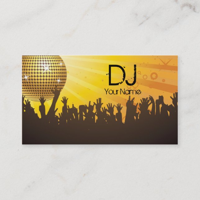 Disco Ball - DJ Visitenkarte gelb (Vorderseite)