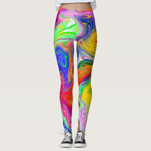 Disco Ball Electric Marble Fluid Art   Leggings