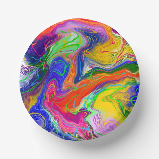 Disco Ball Electric Marble Fluid Art Pappteller (Vorderseite)