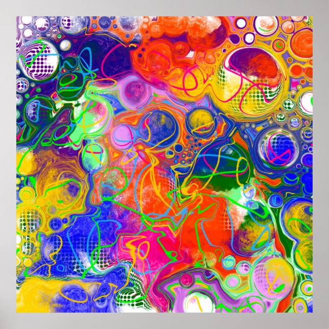 Disco Ball Electricity Fluid Art Poster (Vorne)