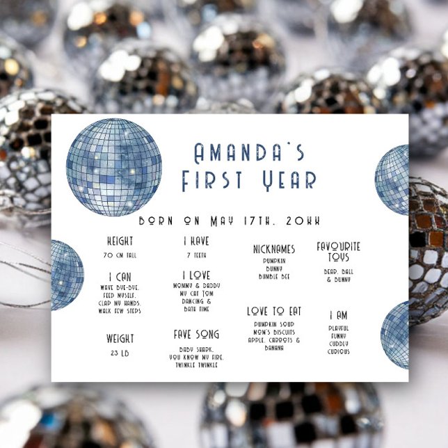 Disco ball First Birthday Milestone Birthday Poster (Von Creator hochgeladen)
