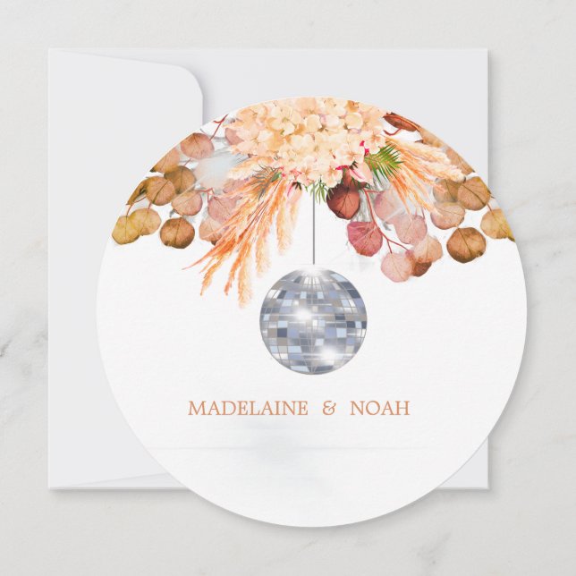Disco Ball Floral Elegante Probe Hochzeitsfeier Einladung (Rückseite)