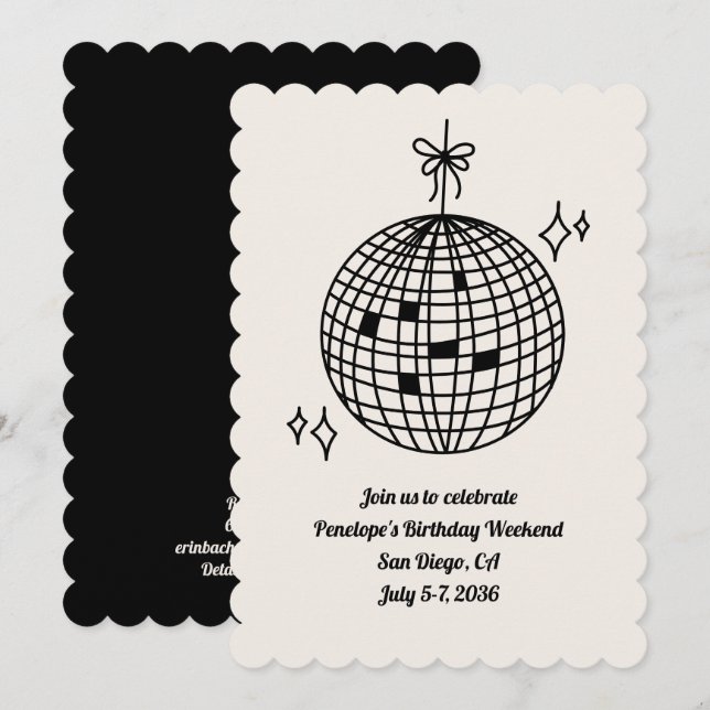 Disco Ball Geburtstagsparty Einladung (Vorne/Hinten)