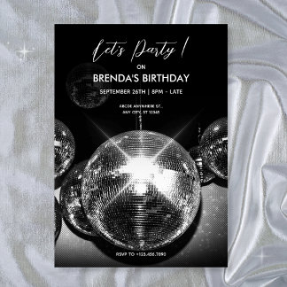 Disco Ball - Geburtstagsparty Einladung
