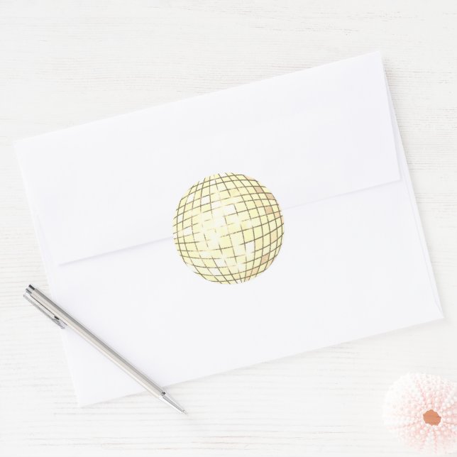 Disco Ball Gold Classic Round Sticker (Umschlag)